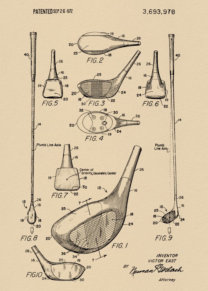 Vintage Golf Club Patent by Andreas Magnusson — canvas wall art