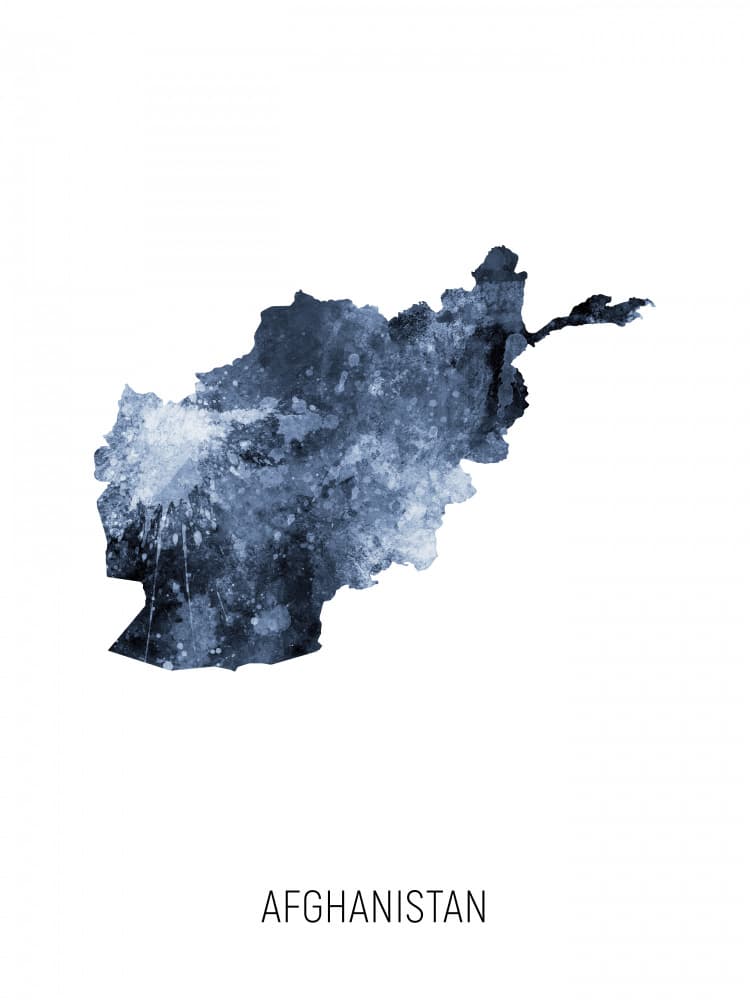 Afghanistan Watercolor Map by Michael Tompsett — canvas wall art