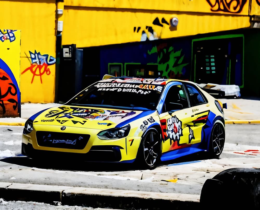 Yellow Graffiti Race Car by Cicero Spin — canvas wall art