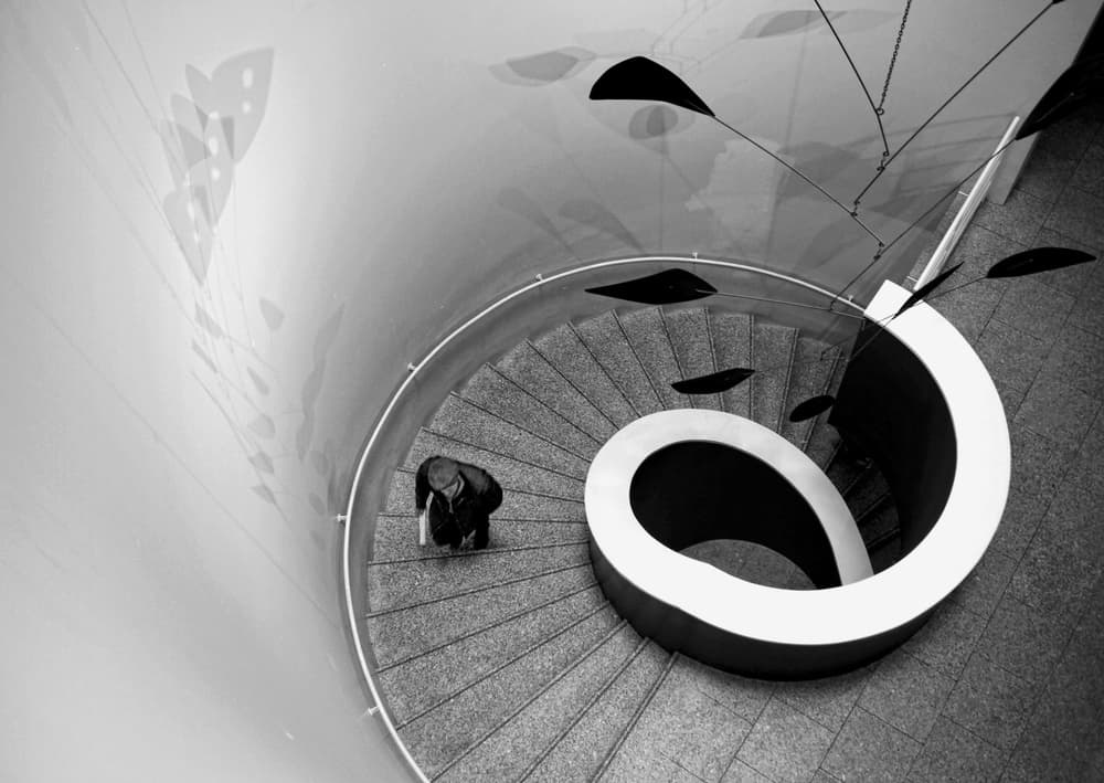 Man on Spiral Stairs by Fernando Alves — canvas wall art