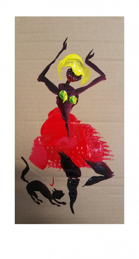 Joyful Dancer and Cat by Kanat Ibragimov — canvas wall art