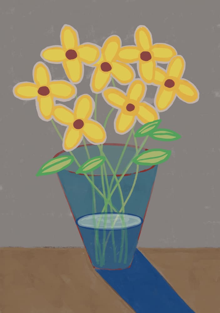 Vibrant Yellow Flower Vase by Sharyn Bursic — canvas wall art