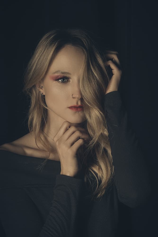 Moody Blonde Portrait by Dariusz Budyta — canvas wall art
