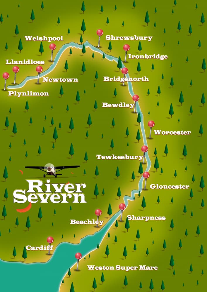 River Severn Map by Nicholas — canvas wall art