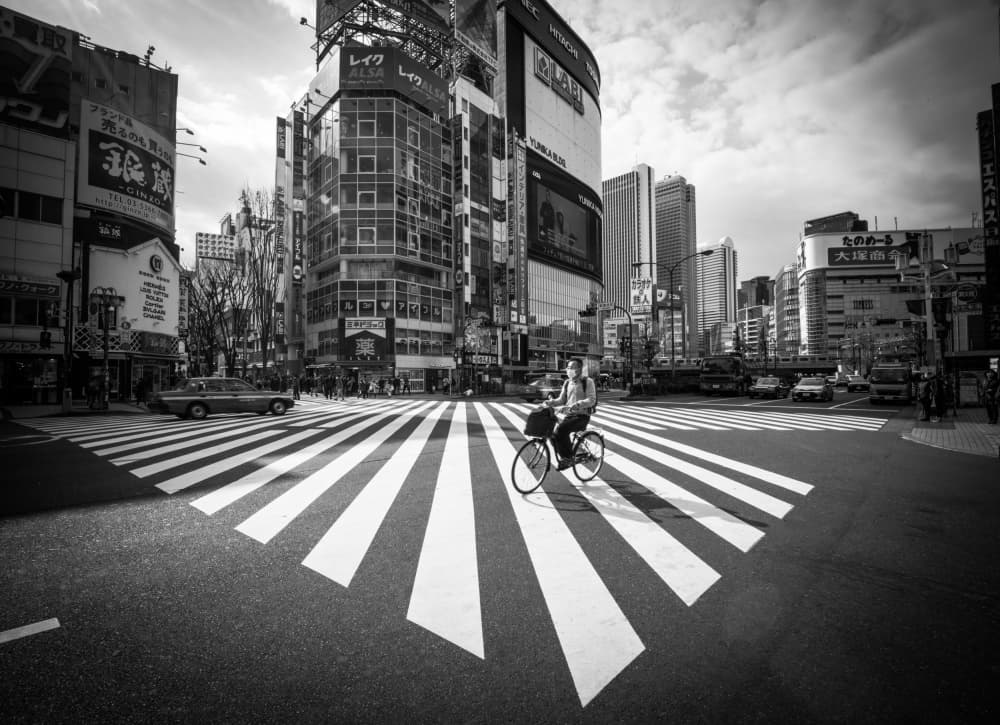 Tokyo Street Cyclist by Allan Li wp — canvas wall art