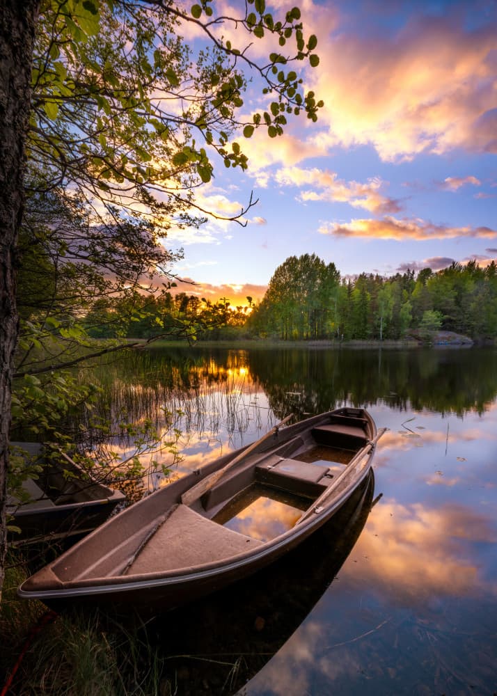 Golden Hour Rowboat by Christian Lindsten — canvas wall art