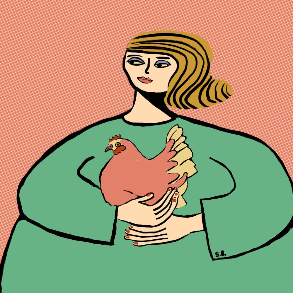 Girl With Her Chicken by Sharyn Bursic — canvas wall art