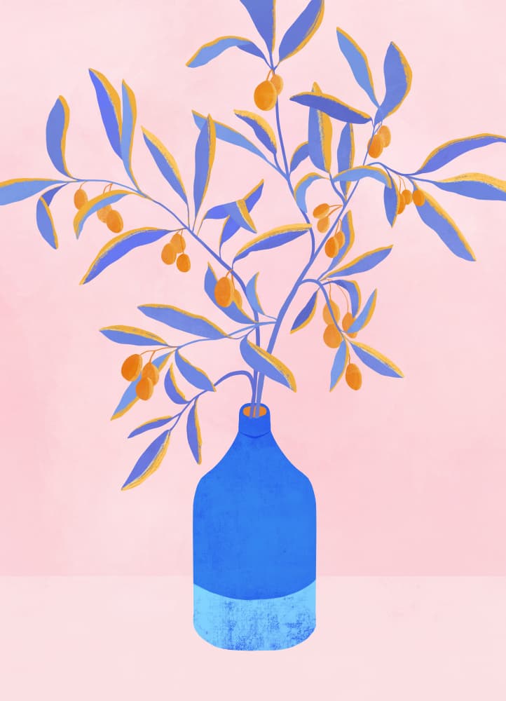 Blue Branches Still Life by Kristian Gallagher — canvas wall art