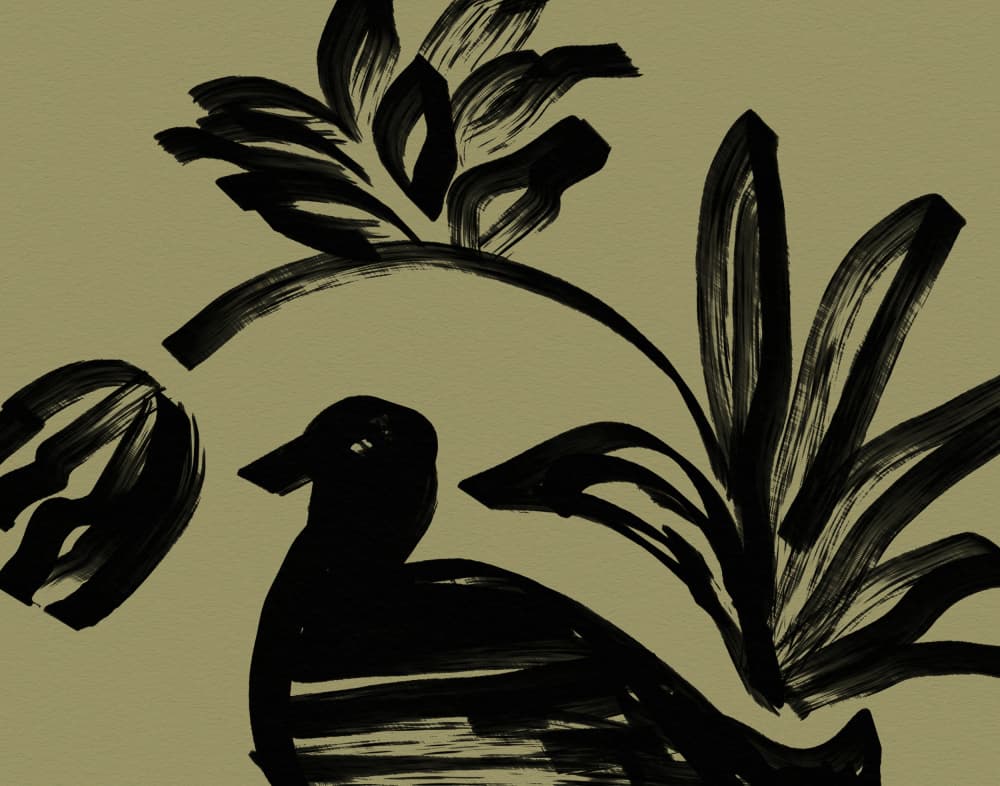 Brushstroke Bird and Botanicals by Josie George — canvas wall art