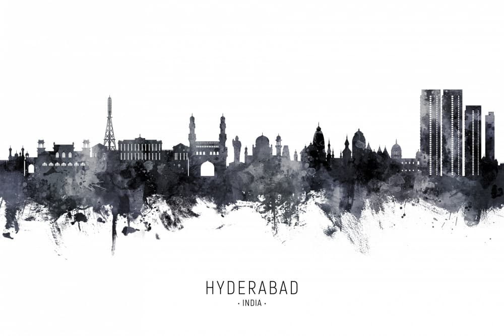 Hyderabad City Skyline by Michael Tompsett — canvas wall art