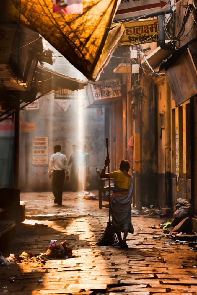 Indian Street Morning Light by Stefan Nielsen — canvas wall art