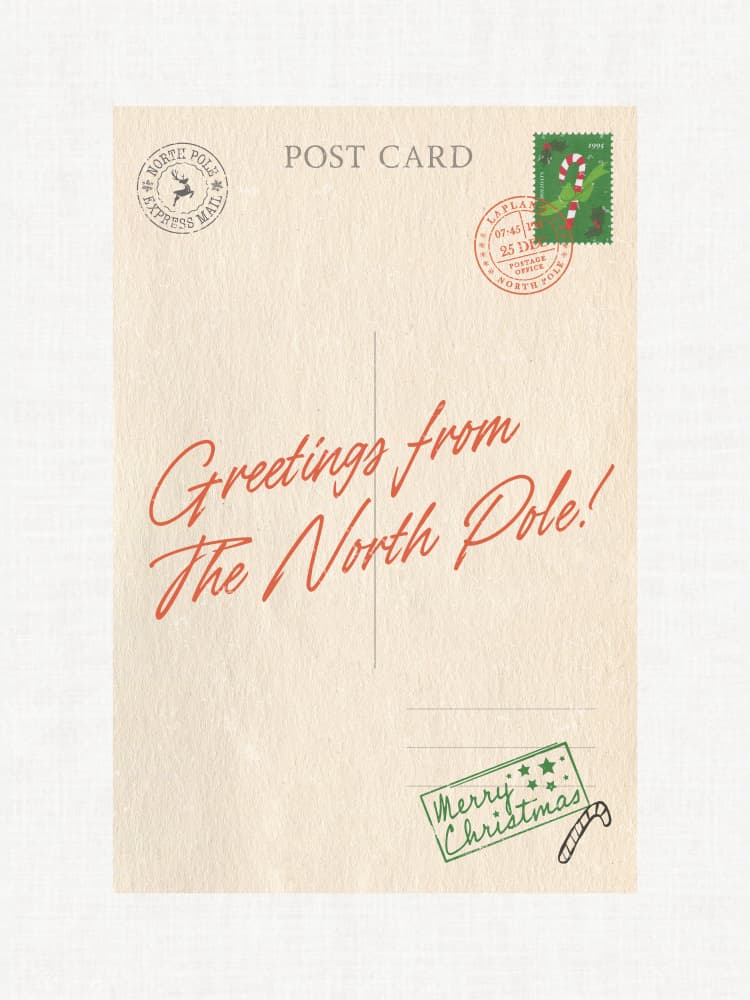 Vintage North Pole Postcard by Jolly and Dash — canvas wall art