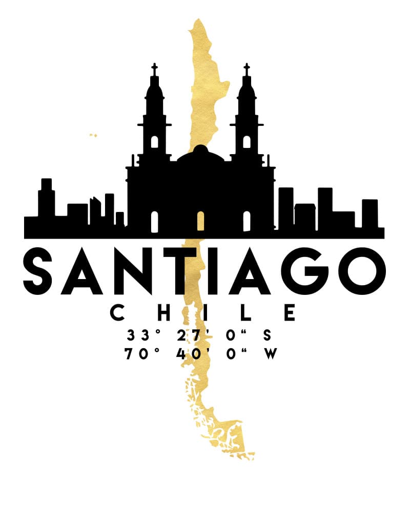 Santiago Chile Gold Map by Emiliano Deificus — canvas wall art