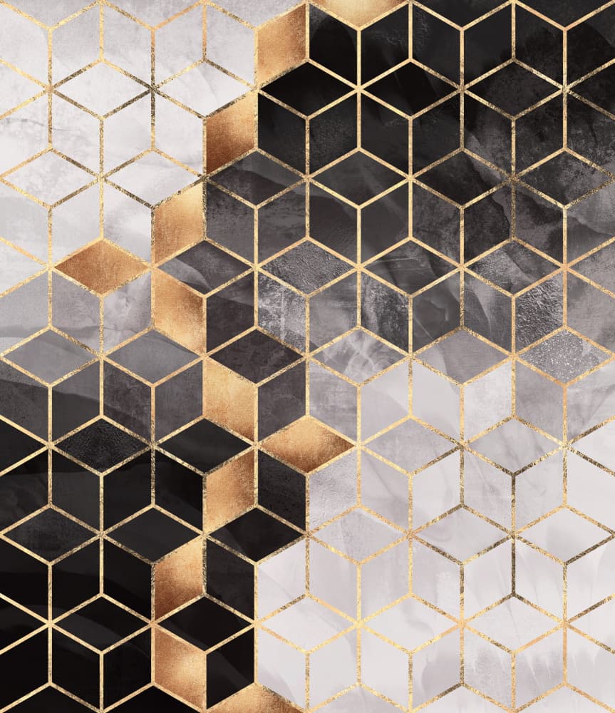 Abstract Gold Marble Cubes by Elisabeth Fredriksson — canvas wall art
