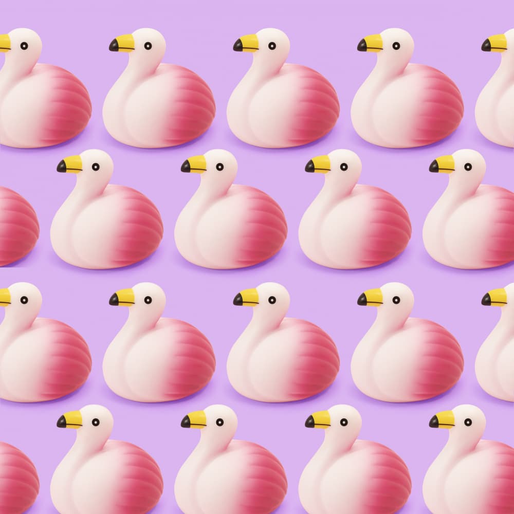 Whimsical Pink Flamingos by Julia Ramiro — canvas wall art