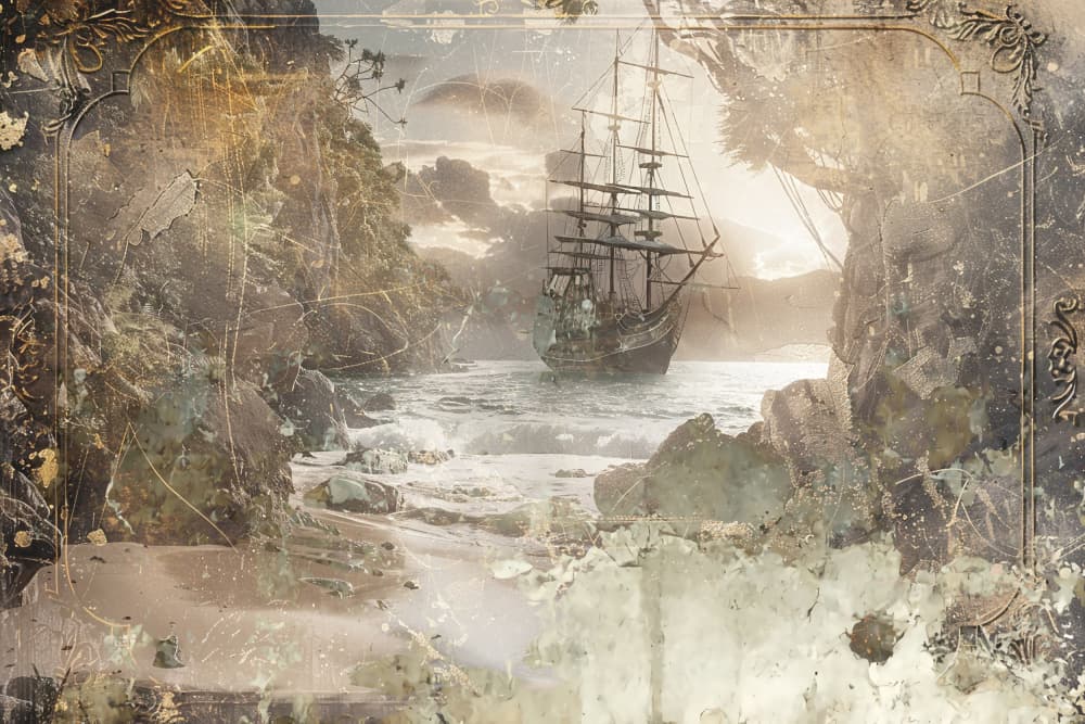 Mysterious Island Ship by Rafal Kulik — canvas wall art
