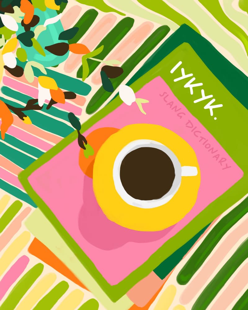 Vibrant Coffee Book Reading by Uma Gokhale — canvas wall art