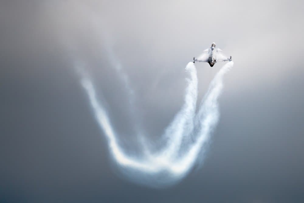 Dynamic Jet Vapor Trail by Piotr Wrobel — canvas wall art