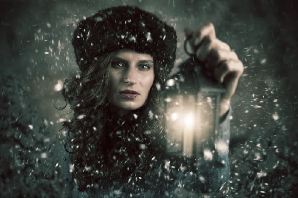 Mysterious Winter Lantern by iuliana pasca — canvas wall art