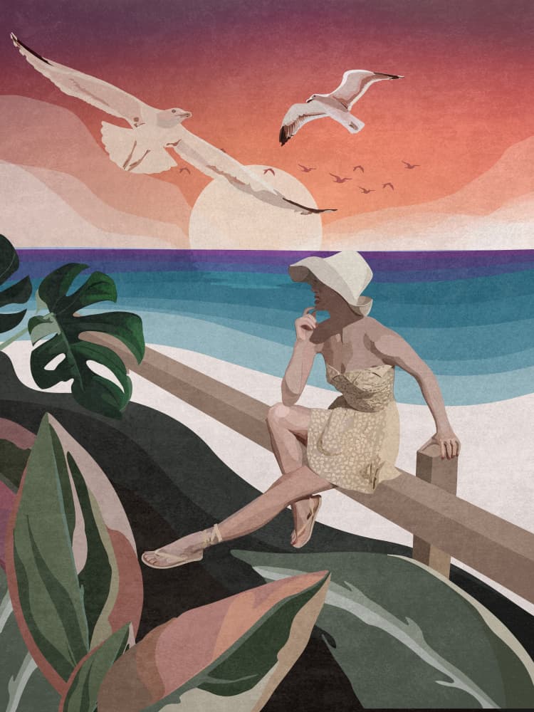 Seaside Contemplation by Emel Tunaboylu — canvas wall art