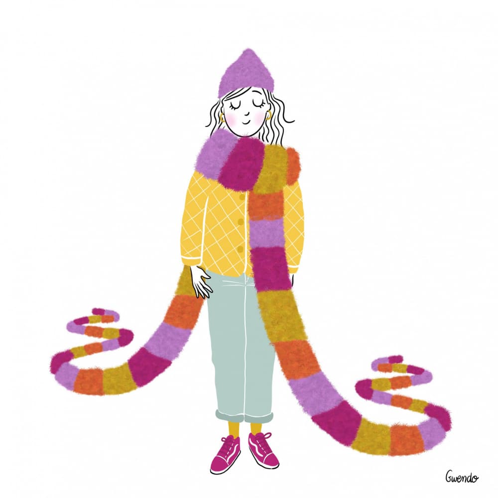 Happy Scarf Girl by Gwendoline Lefeuvre — canvas wall art