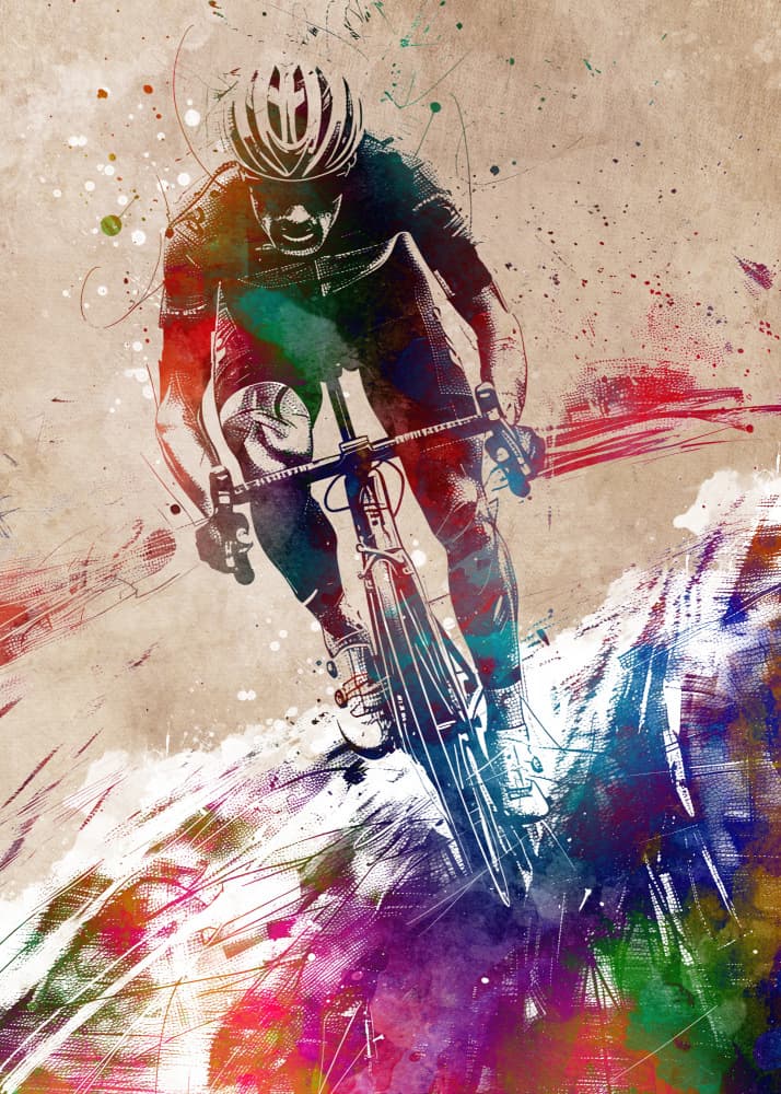 Vibrant Cyclist Action by Justyna Jaszke — canvas wall art