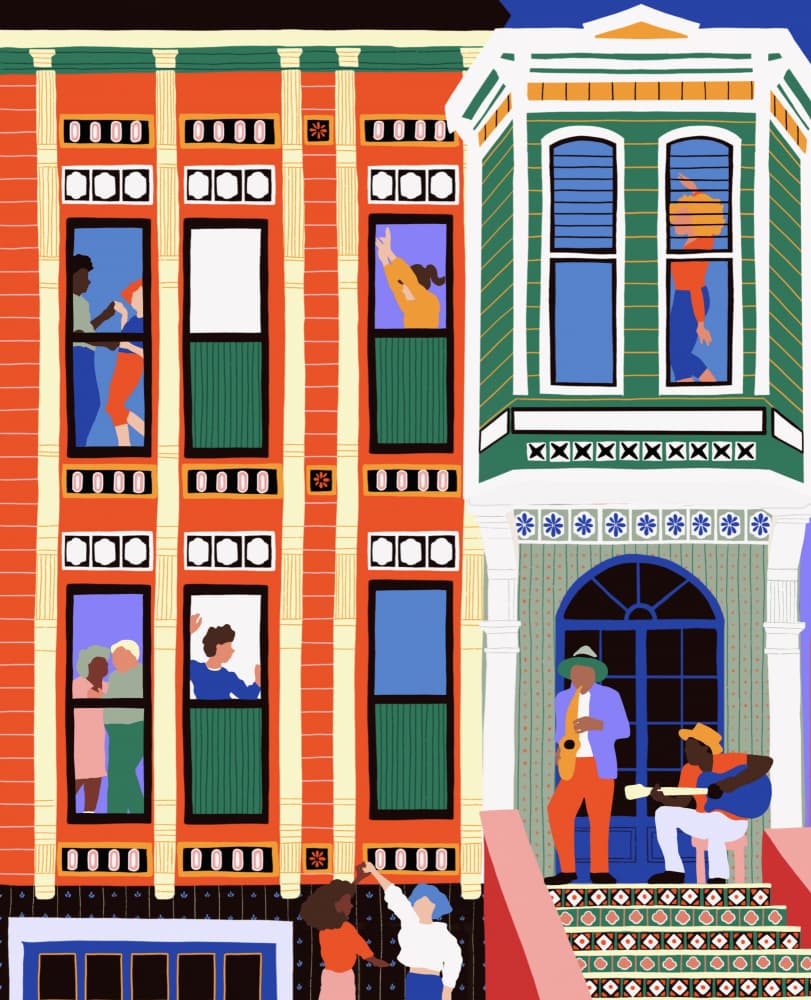 Lively Neighborhood Music by Ceyda Alasar — canvas wall art