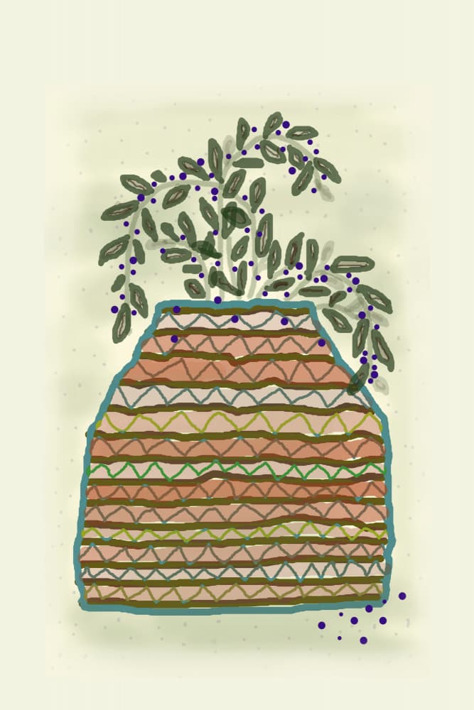 Patterned Berry Plant by Christina Sillen — canvas wall art