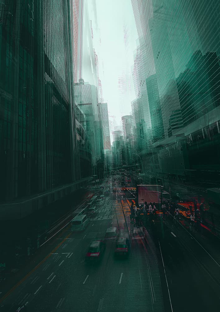 Teal City Night by Carmine Chiriacò — canvas wall art