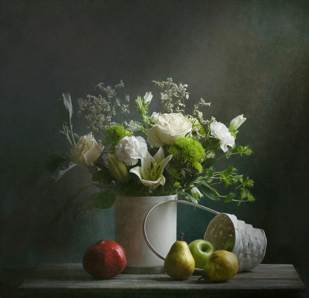 Elegant Floral Still Life by Catherine Wang — canvas wall art