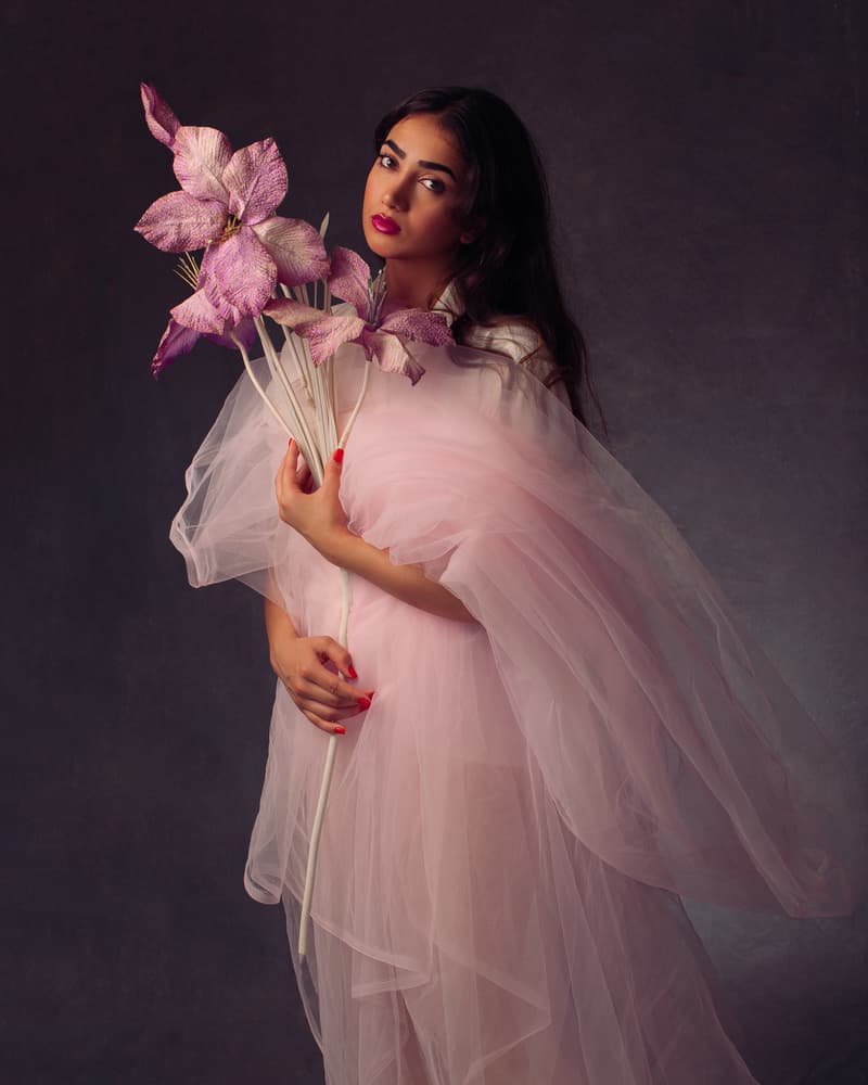 Elegant Woman Pink Tulle by Mehdi Mokhtari — canvas wall art