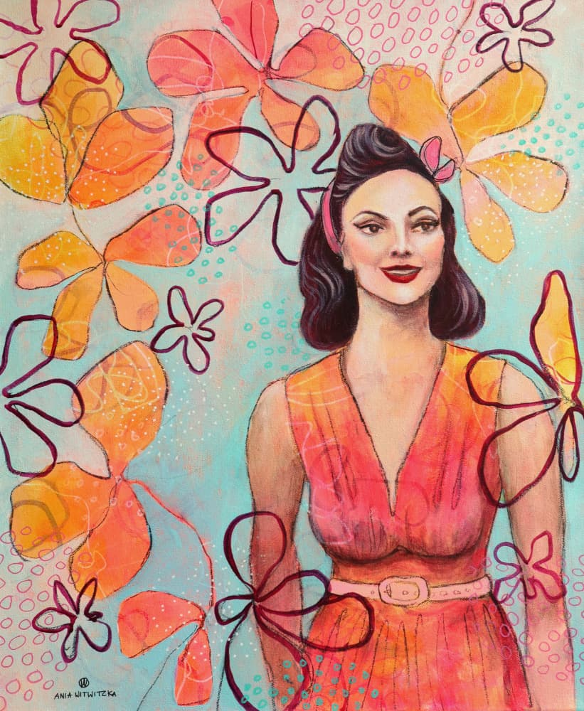 Retro lady 5 by Ania Witwitzka — canvas wall art