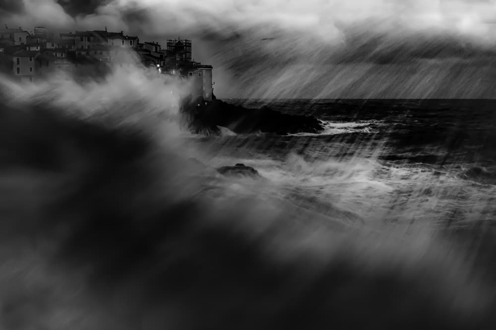Coastal Town Stormy Night by Alessandro Traverso — canvas wall art