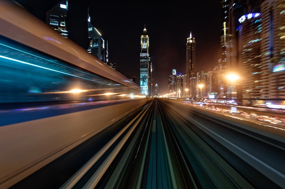 Dubai Light Trails by Athos K. Florides — canvas wall art