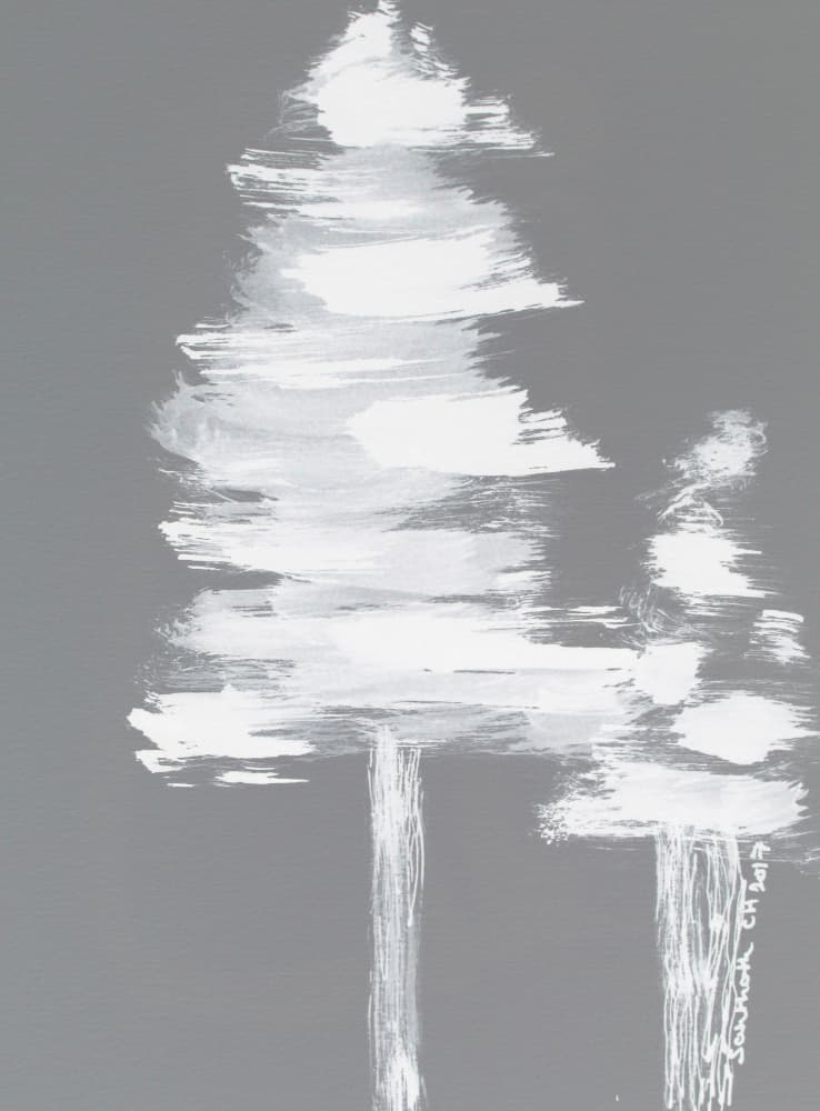 White Abstract Trees by Santhosh ch — canvas wall art