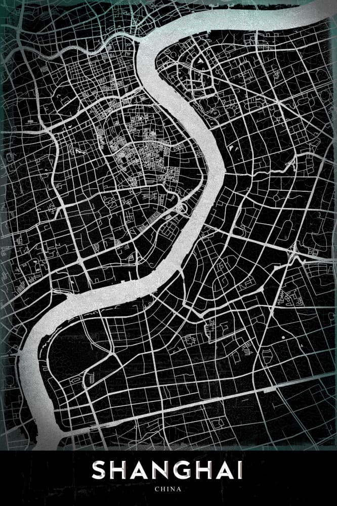 Shanghai Urban Map by StudioSix — canvas wall art