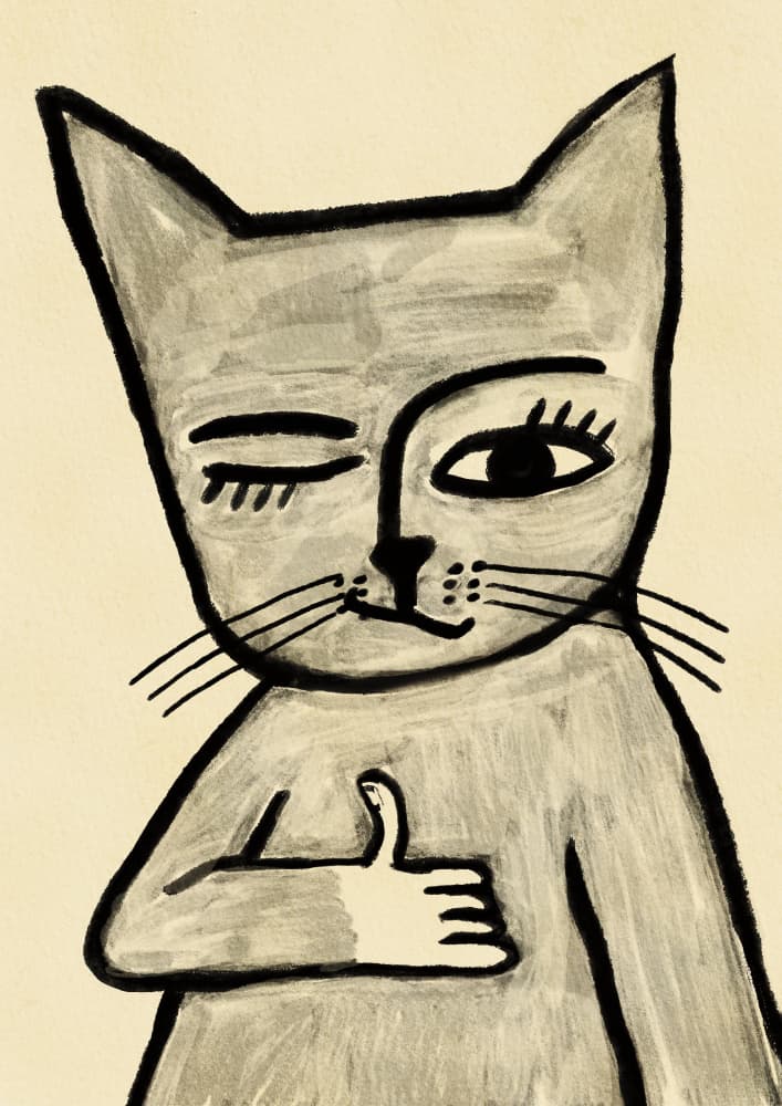 Winking Thumbs Up Cat by Sharyn Bursic — canvas wall art
