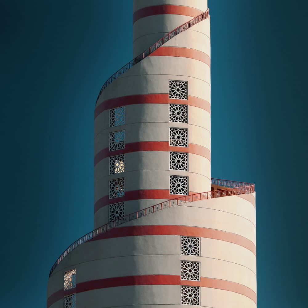 Red Striped Spiral Tower by Hans-Wolfgang Hawerkamp — canvas wall art