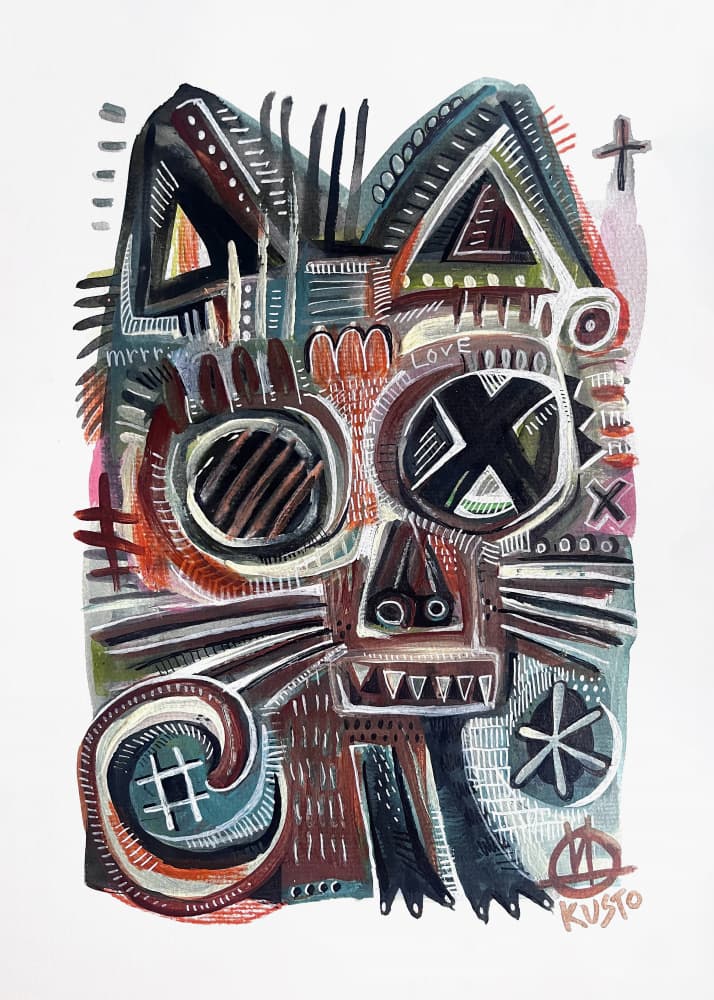 Abstract Tribal Cat by Daia Kusto — canvas wall art