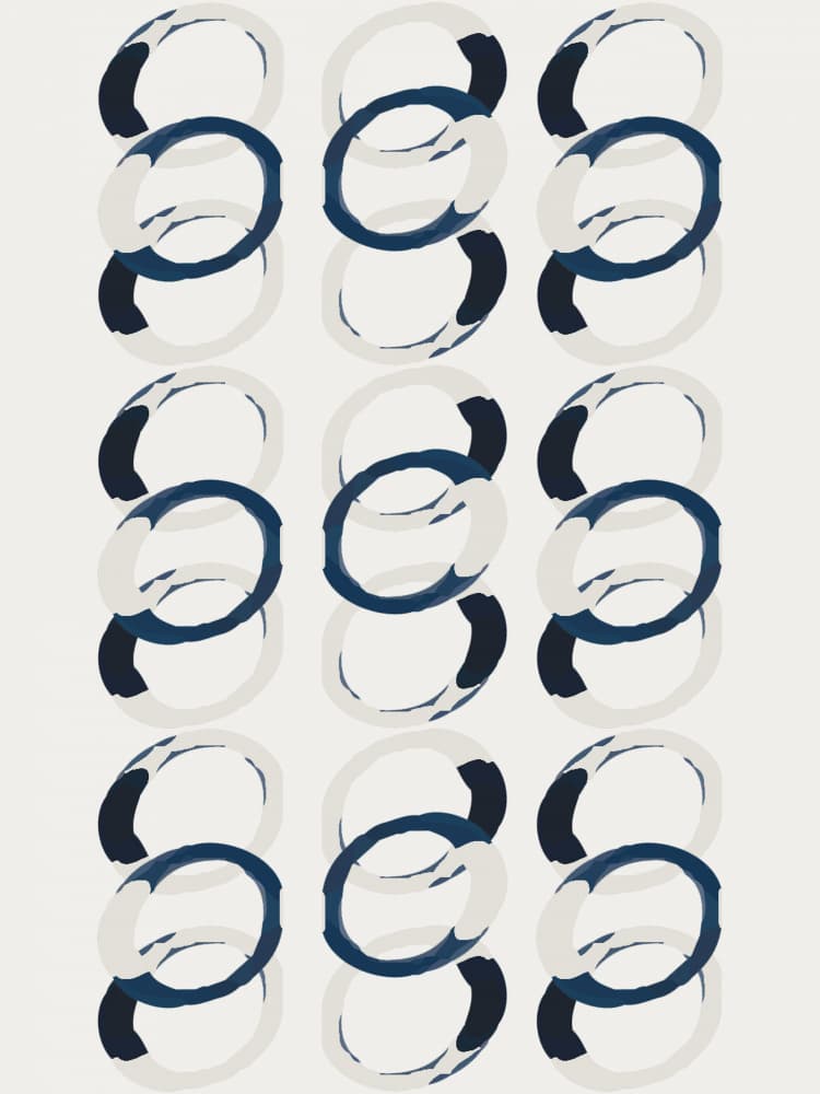Overlapping Blue Rings by Elizabeth C — canvas wall art