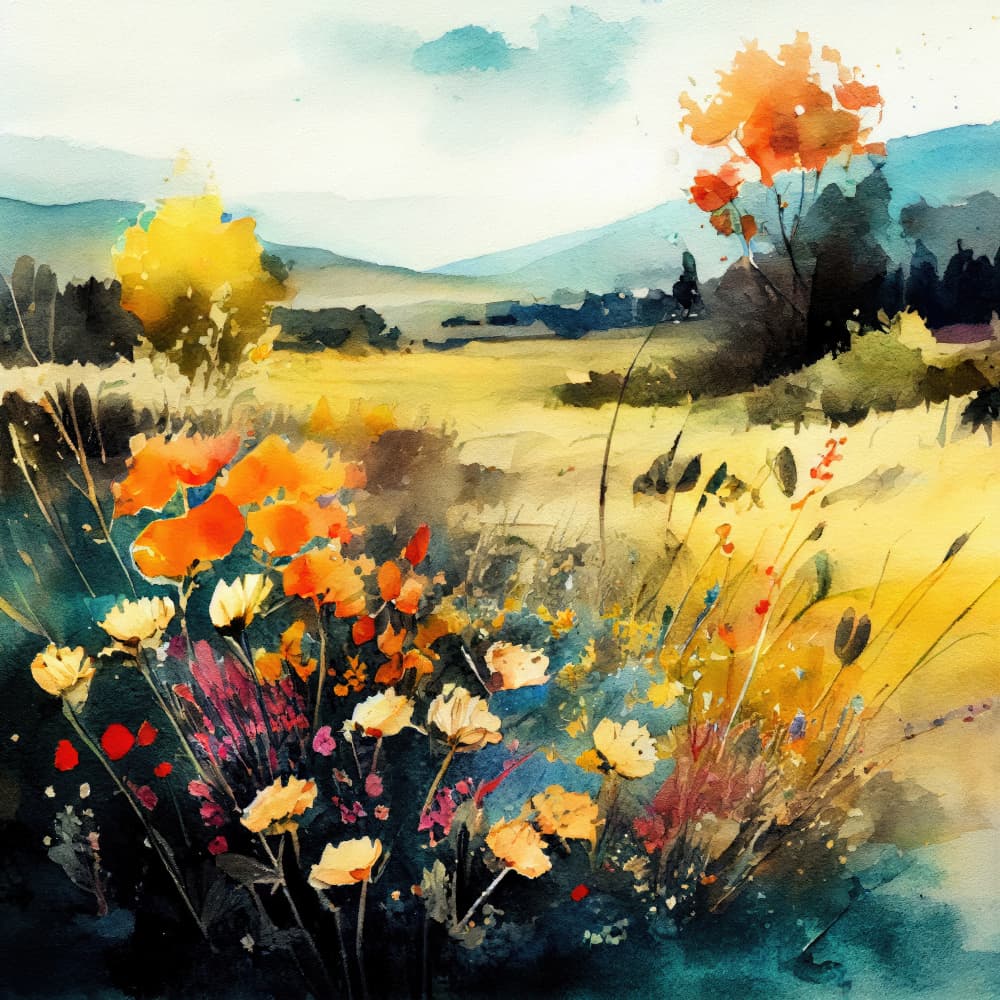 Vibrant Wildflower Field by Justyna Jaszke — canvas wall art