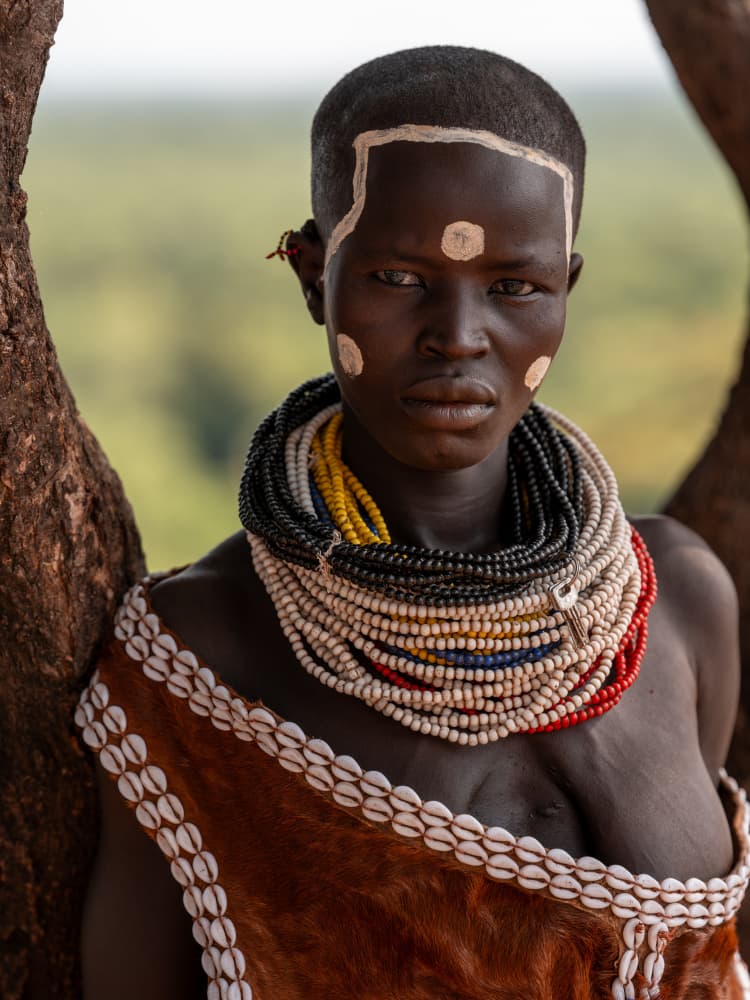 African Tribal Portrait by HuongHoang — canvas wall art