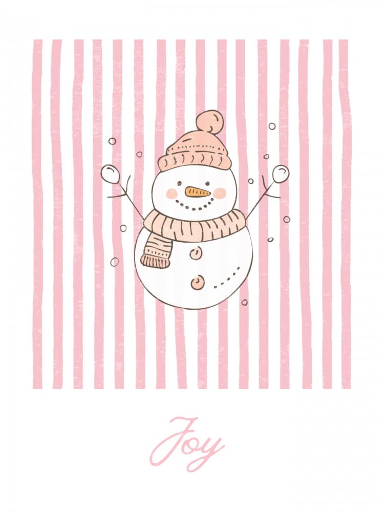 Joyful Pink Snowman by Jolly and Dash — canvas wall art