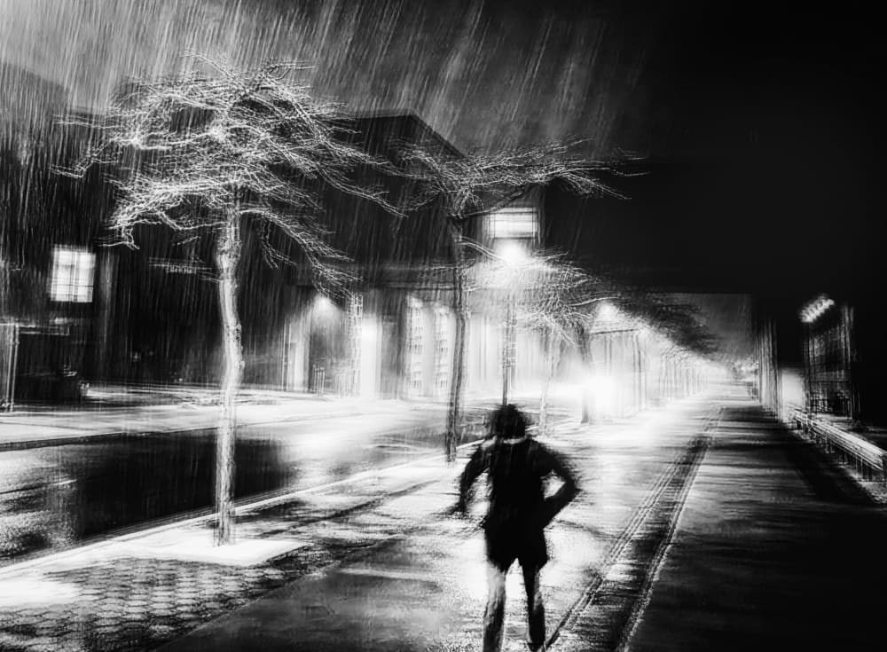 Rainy City Night by Bruce Li — canvas wall art