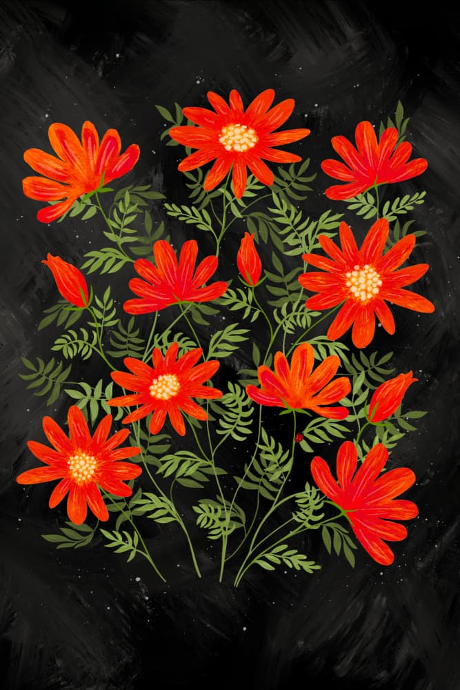 Vibrant Red Flowers by EMELIEmaria — canvas wall art