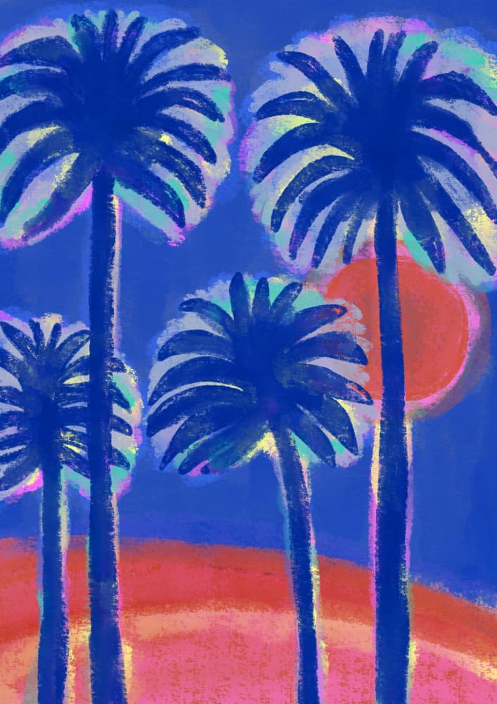 Dreamy Tropical Palms by Treechild — canvas wall art