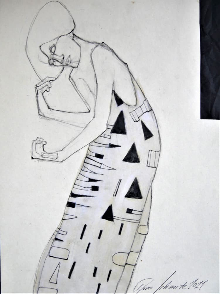Pensive Geometric Woman by Doris Schmitz — canvas wall art