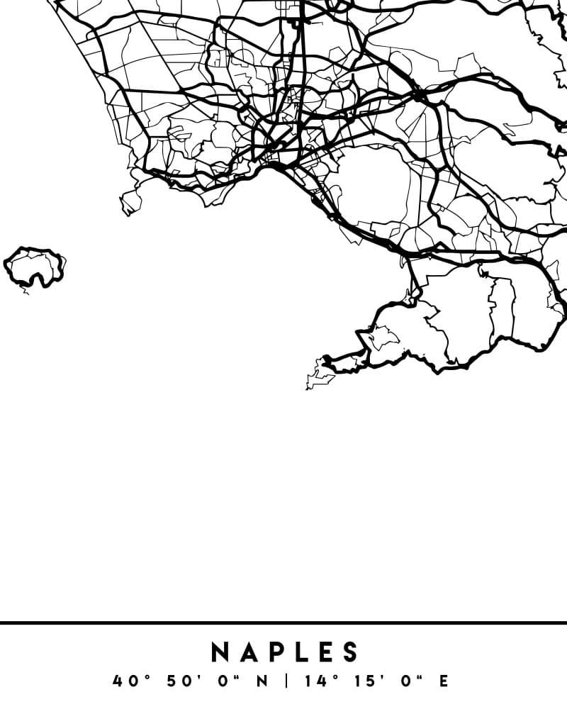 Minimalist Naples Map by Emiliano Deificus — canvas wall art