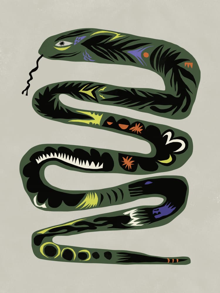 Tribal Green Snake by Little Dean — canvas wall art