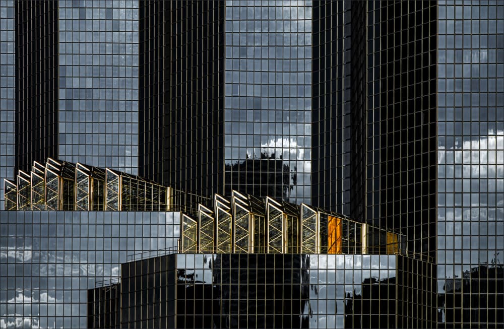 Golden Facade Reflections by Gilbert Claes — canvas wall art